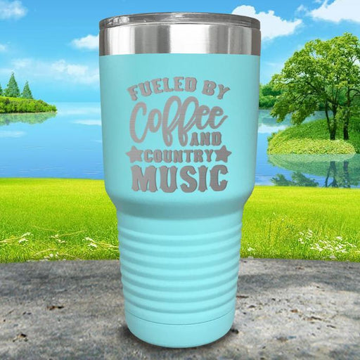 Fueled by Coffee and Country Music Engraved Tumbler Tumbler ZLAZER 30oz Tumbler Mint 