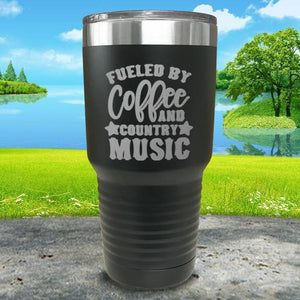 Fueled by Coffee and Country Music Engraved Tumbler Tumbler ZLAZER 30oz Tumbler Black 