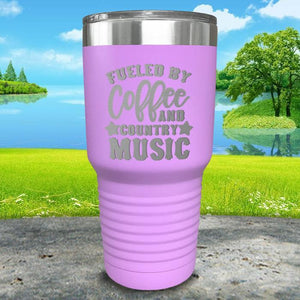 Fueled by Coffee and Country Music Engraved Tumbler Tumbler ZLAZER 30oz Tumbler Lavender 