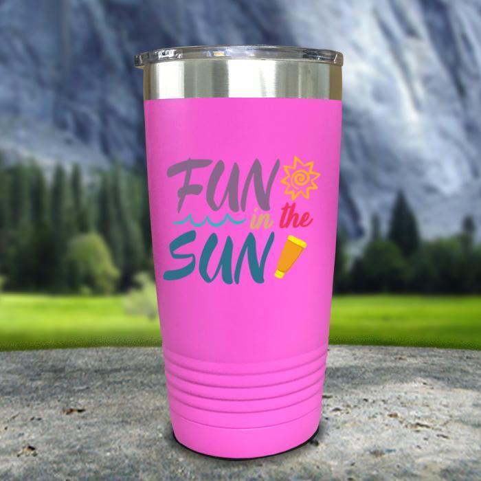 Fun In The Sun Color Printed Tumblers Tumbler Nocturnal Coatings 20oz Tumbler Pink 