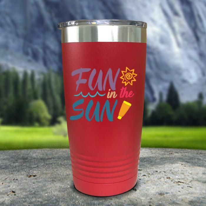 Fun In The Sun Color Printed Tumblers Tumbler Nocturnal Coatings 20oz Tumbler Red 