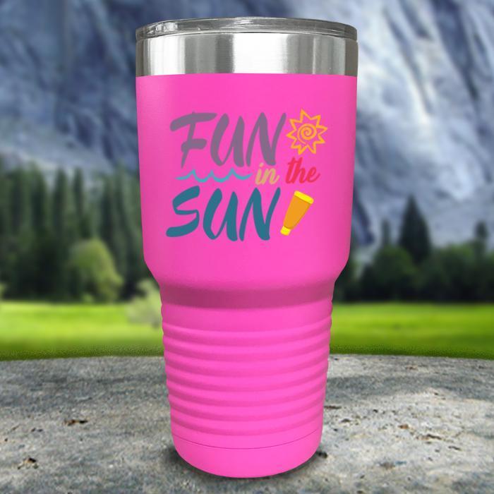 Fun In The Sun Color Printed Tumblers Tumbler Nocturnal Coatings 30oz Tumbler Pink 