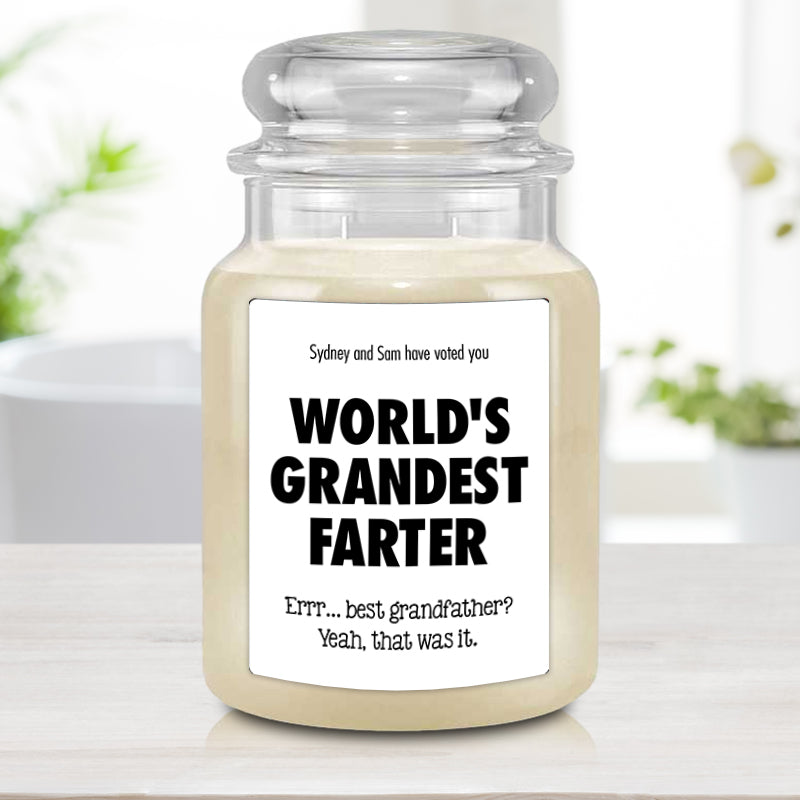 Funny Grandpa Gift - World's Grandest Farter Scented Candle