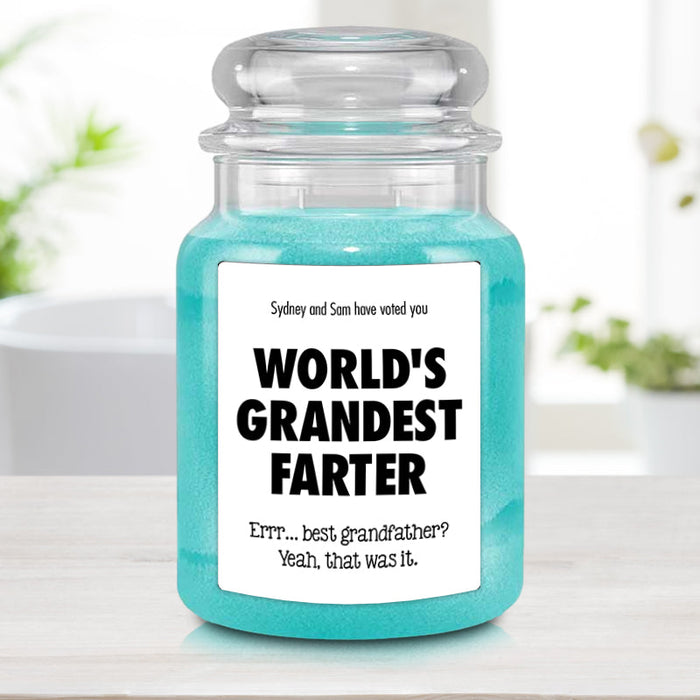 Funny Grandpa Gift - World's Grandest Farter Scented Candle