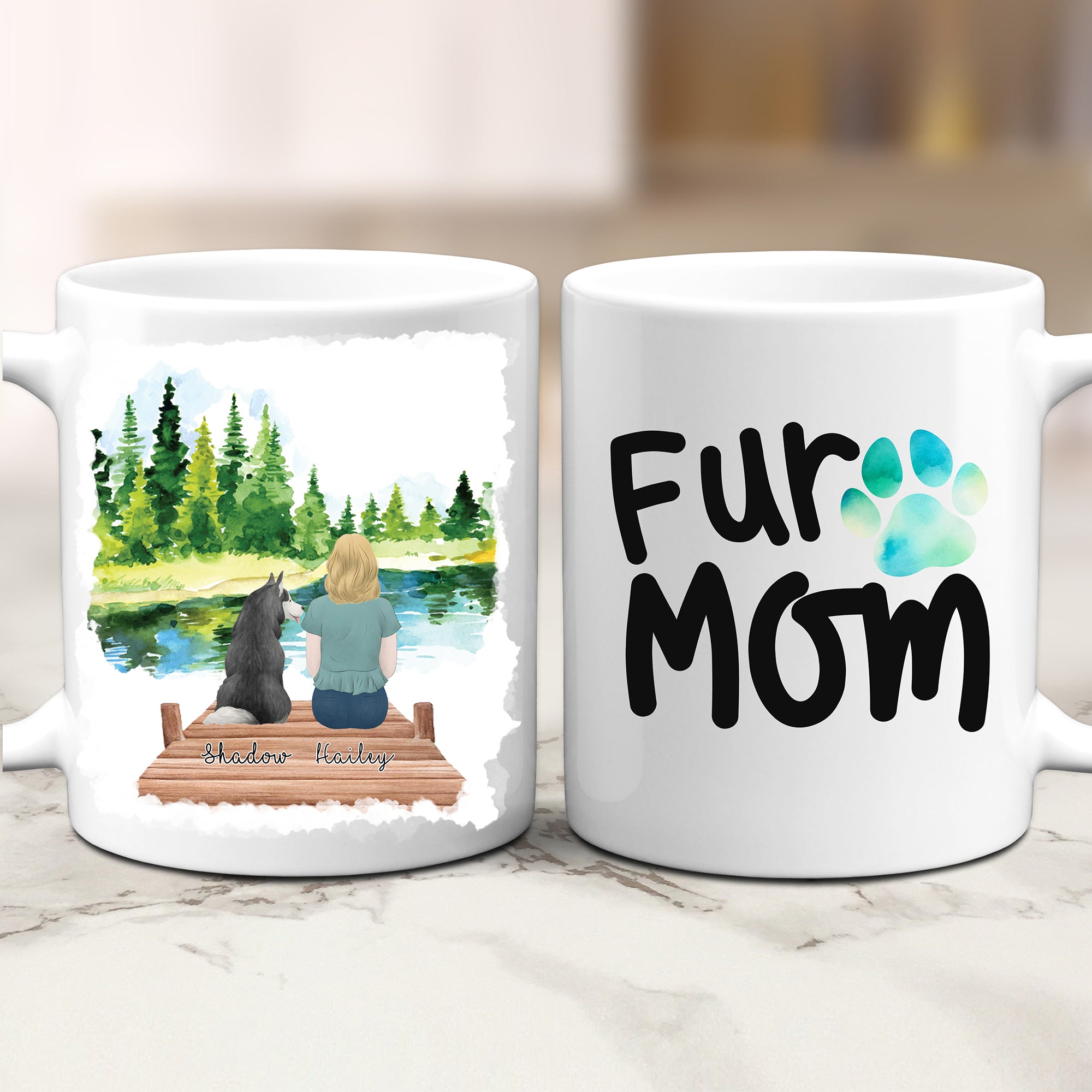Personalized Fur Mom Double Sided Print Mug