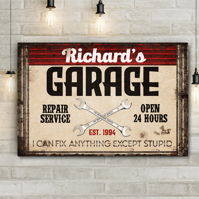 Dad's Garage Personalized Premium Canvas