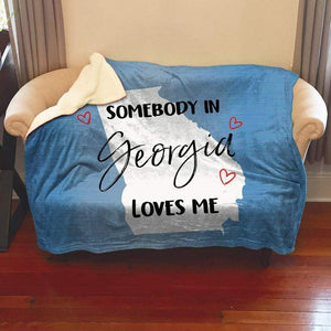 Somebody Loves Me (CUSTOM) Sherpa Blanket Blankets CustomCat Georgia 