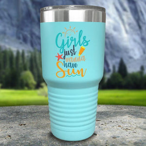 Girls Just Wanna Have Sun Color Printed Tumblers Tumbler Nocturnal Coatings 30oz Tumbler Mint 