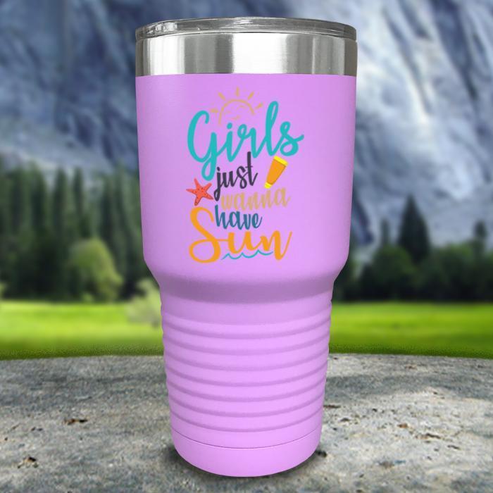 Girls Just Wanna Have Sun Color Printed Tumblers Tumbler Nocturnal Coatings 30oz Tumbler Lavender 