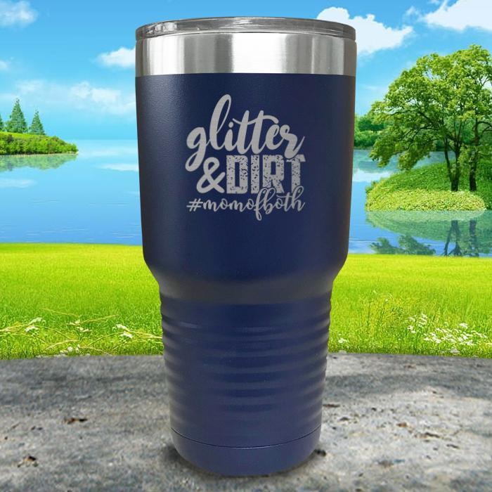 Glitter and Dirt Engraved Tumbler Tumbler ZLAZER 30oz Tumbler Navy 