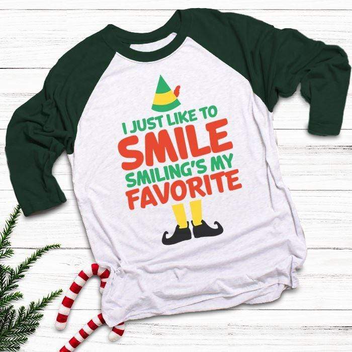 Smilings My Favorite Raglan T-Shirts CustomCat White/Forest X-Small 