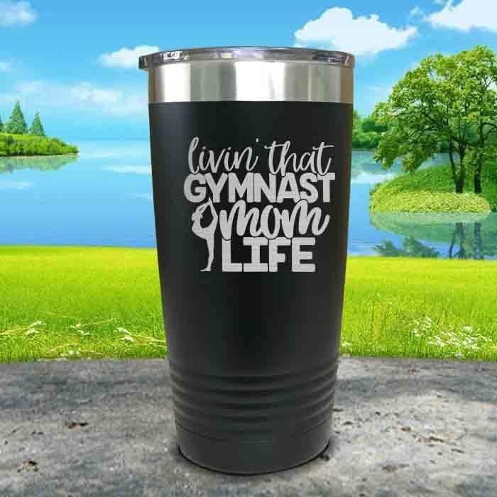 Gymnastics Mom Life Engraved Tumbler Tumbler ZLAZER 20oz Tumbler Black 