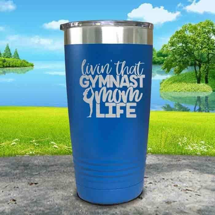 Gymnastics Mom Life Engraved Tumbler Tumbler ZLAZER 20oz Tumbler Blue 