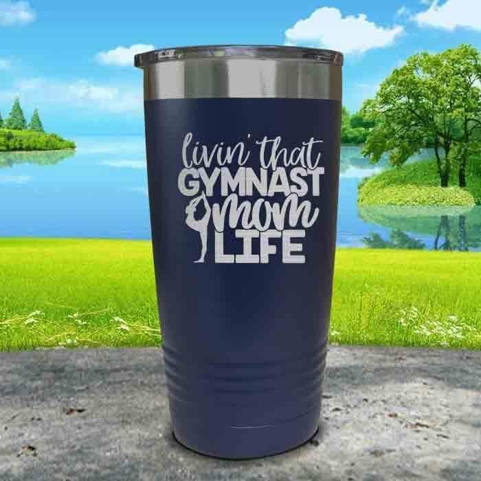 Gymnastics Mom Life Engraved Tumbler Tumbler ZLAZER 20oz Tumbler Navy 