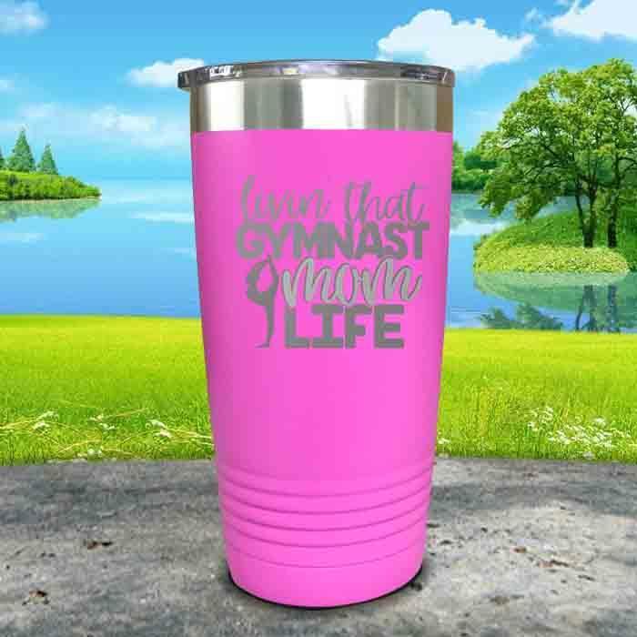 Gymnastics Mom Life Engraved Tumbler Tumbler ZLAZER 20oz Tumbler Pink 