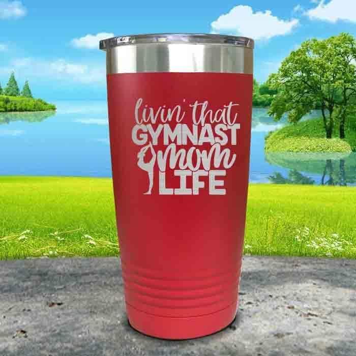 Gymnastics Mom Life Engraved Tumbler Tumbler ZLAZER 20oz Tumbler Red 