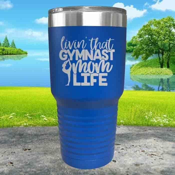 Gymnastics Mom Life Engraved Tumbler Tumbler ZLAZER 30oz Tumbler Blue 