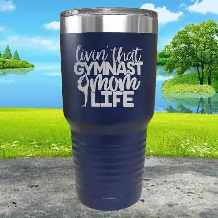 Gymnastics Mom Life Engraved Tumbler Tumbler ZLAZER 30oz Tumbler Navy 