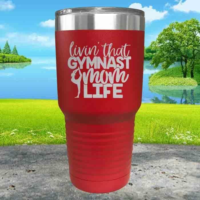 Gymnastics Mom Life Engraved Tumbler Tumbler ZLAZER 30oz Tumbler Red 