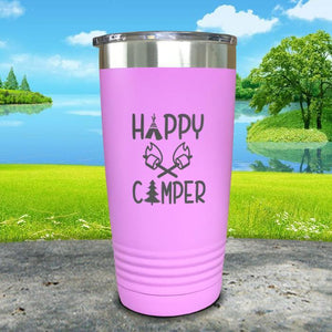 Happy Camper Marshmallows Engraved Tumbler Tumbler ZLAZER 20oz Tumbler Lavender 