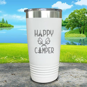 Happy Camper Marshmallows Engraved Tumbler Tumbler ZLAZER 20oz Tumbler White 