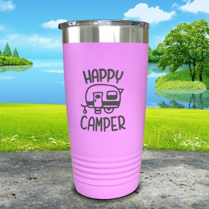 Happy Camper Engraved Tumbler Tumbler ZLAZER 20oz Tumbler Lavender 