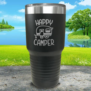 Happy Camper Engraved Tumbler Tumbler ZLAZER 30oz Tumbler Black 