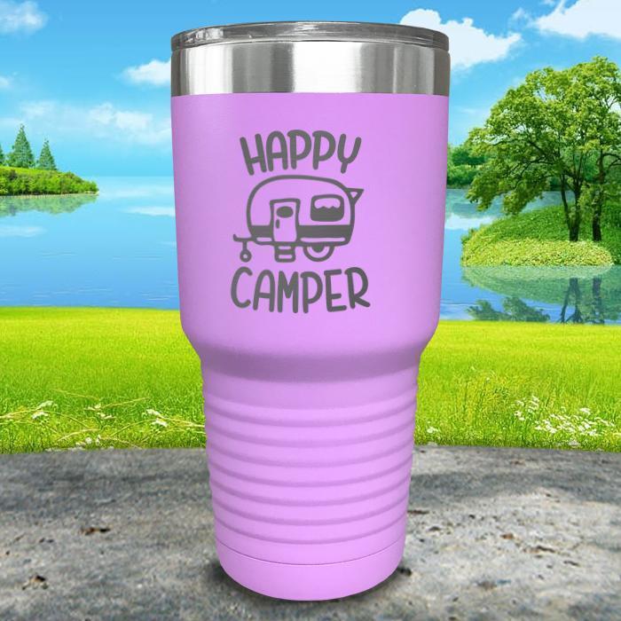 Happy Camper Engraved Tumbler Tumbler ZLAZER 30oz Tumbler Lavender 