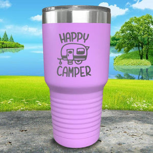 Happy Camper Engraved Tumbler Tumbler ZLAZER 30oz Tumbler Lavender 