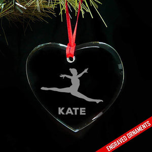 Gymnast CUSTOM Engraved Glass Ornament ZLAZER Heart Ornament 