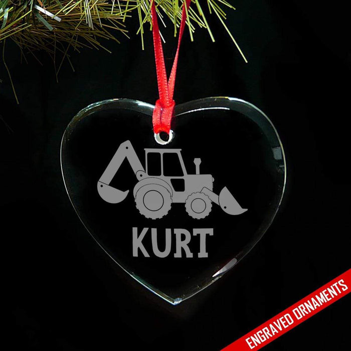 Truck CUSTOM Engraved Glass Ornament ZLAZER Heart Ornament 