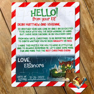 Personalized Elf Puzzles - Hello or Goodbye Christmas Jigsaw