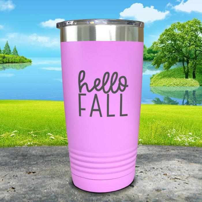 Hello Fall Engraved Tumbler Tumbler ZLAZER 20oz Tumbler Lavender 