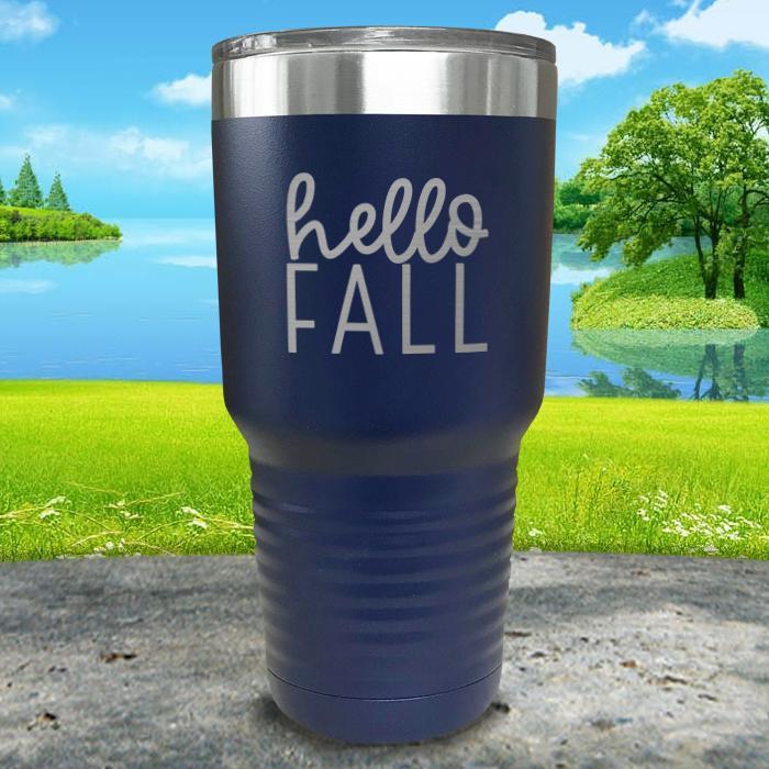 Hello Fall Engraved Tumbler Tumbler ZLAZER 30oz Tumbler Navy 