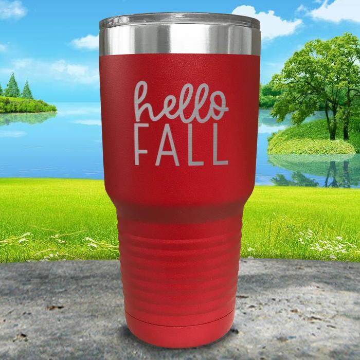 Hello Fall Engraved Tumbler Tumbler ZLAZER 30oz Tumbler Red 