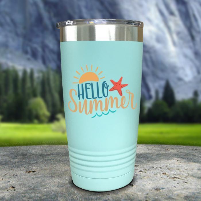 Hello Summer Color Printed Tumblers Tumbler ZLAZER 20oz Tumbler Mint 