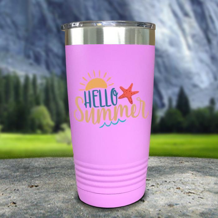 Hello Summer Color Printed Tumblers Tumbler ZLAZER 20oz Tumbler Lavender 