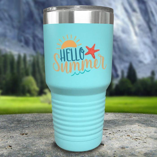 Hello Summer Color Printed Tumblers Tumbler ZLAZER 30oz Tumbler Mint 