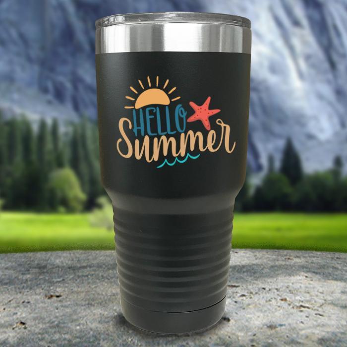 Hello Summer Color Printed Tumblers Tumbler ZLAZER 30oz Tumbler Black 