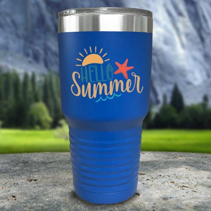 Hello Summer Color Printed Tumblers Tumbler ZLAZER 30oz Tumbler Blue 