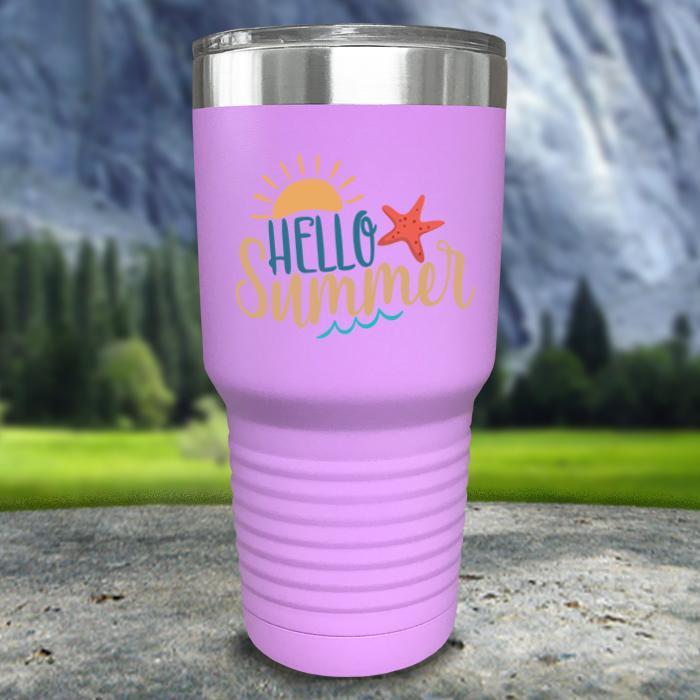 Hello Summer Color Printed Tumblers Tumbler ZLAZER 30oz Tumbler Lavender 