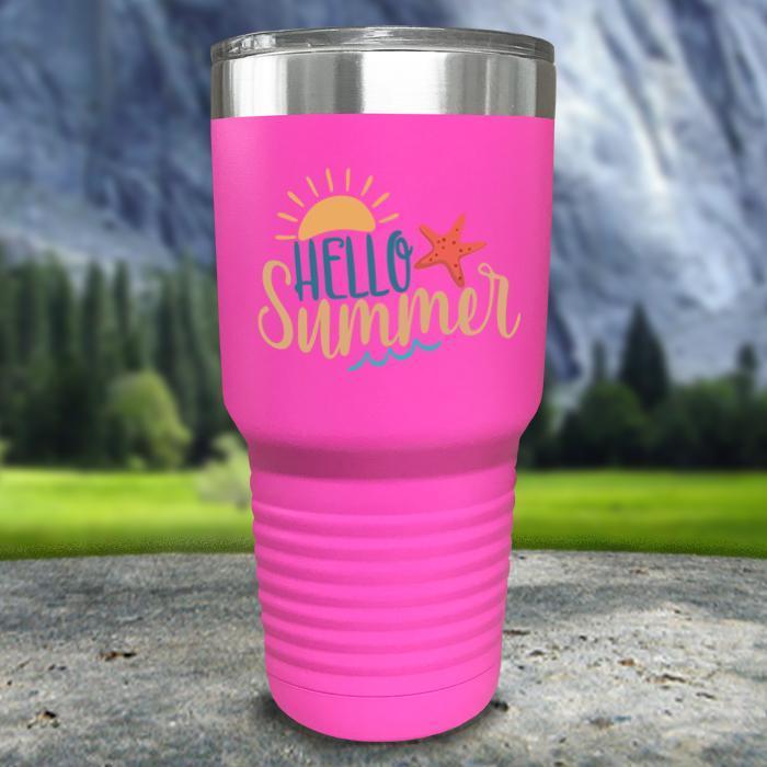 Hello Summer Color Printed Tumblers Tumbler ZLAZER 30oz Tumbler Pink 