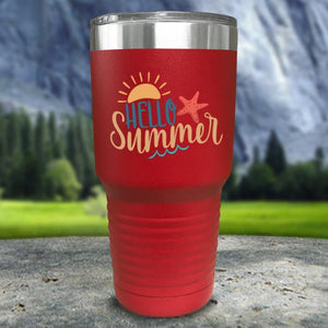 Hello Summer Color Printed Tumblers Tumbler Nocturnal Coatings 30oz Tumbler Red 