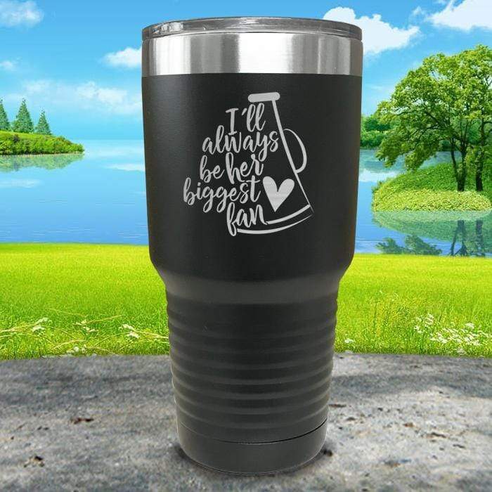 Her Biggest Cheer Fan Engraved Tumbler Tumbler ZLAZER 30oz Tumbler Black 