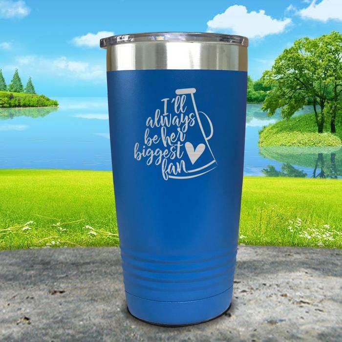 Her Biggest Cheer Fan Engraved Tumbler Tumbler ZLAZER 20oz Tumbler Blue 