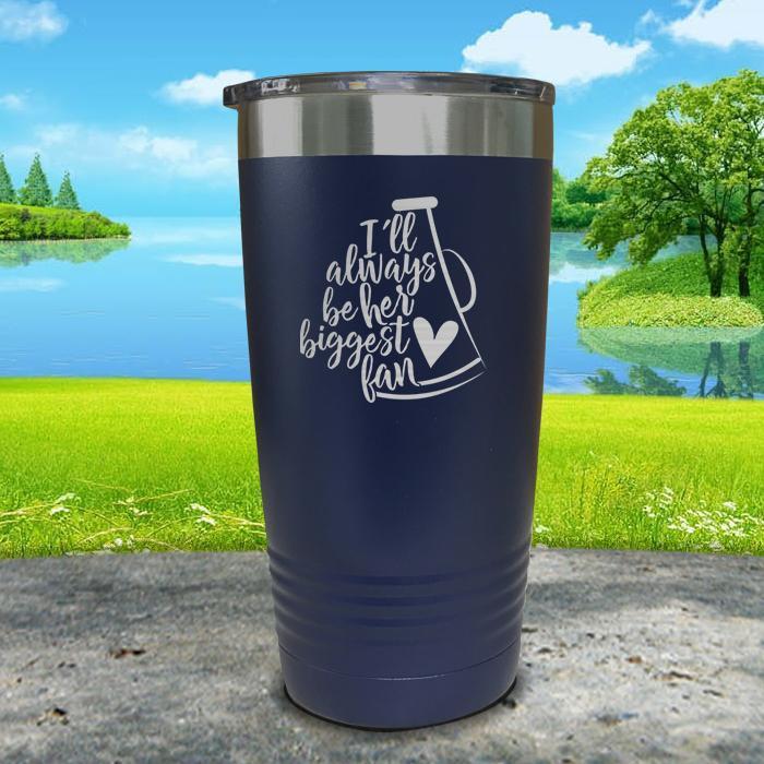 Her Biggest Cheer Fan Engraved Tumbler Tumbler ZLAZER 20oz Tumbler Navy 