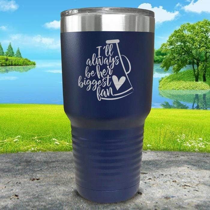 Her Biggest Cheer Fan Engraved Tumbler Tumbler ZLAZER 30oz Tumbler Navy 