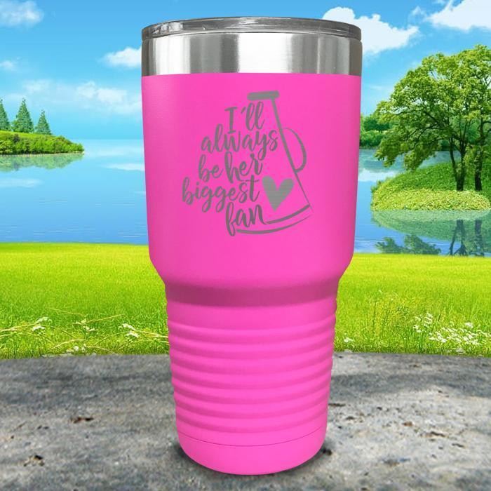 Her Biggest Cheer Fan Engraved Tumbler Tumbler ZLAZER 30oz Tumbler Pink 