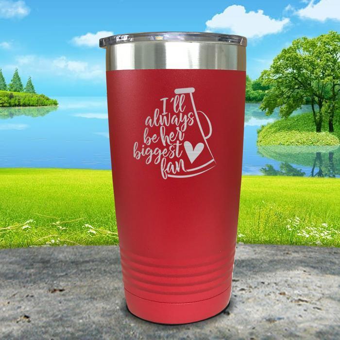 Her Biggest Cheer Fan Engraved Tumbler Tumbler ZLAZER 20oz Tumbler Red 