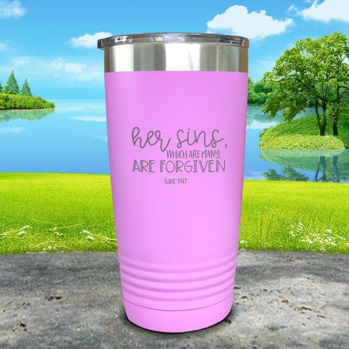 Her Sins Are Forgiven Engraved Tumbler Tumbler ZLAZER 20oz Tumbler Lavender 